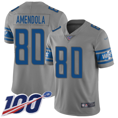 Detroit Lions Limited Gray Men Danny Amendola Jersey NFL Football #80 100th Season Inverted Legend->detroit lions->NFL Jersey